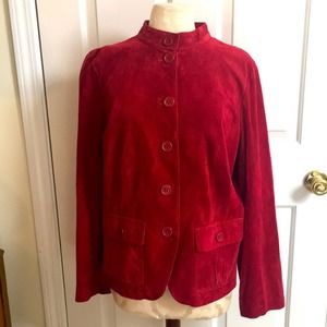Red suede leather Liz Claiborne jacket blazer. Size Large